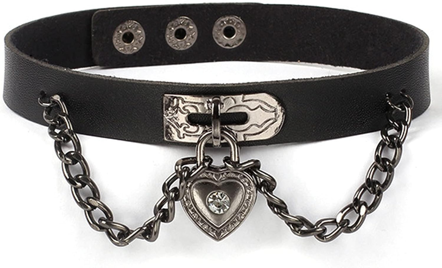 Olbye Lock Heart Choker Necklace Short Black Leather Liberia Ubuy