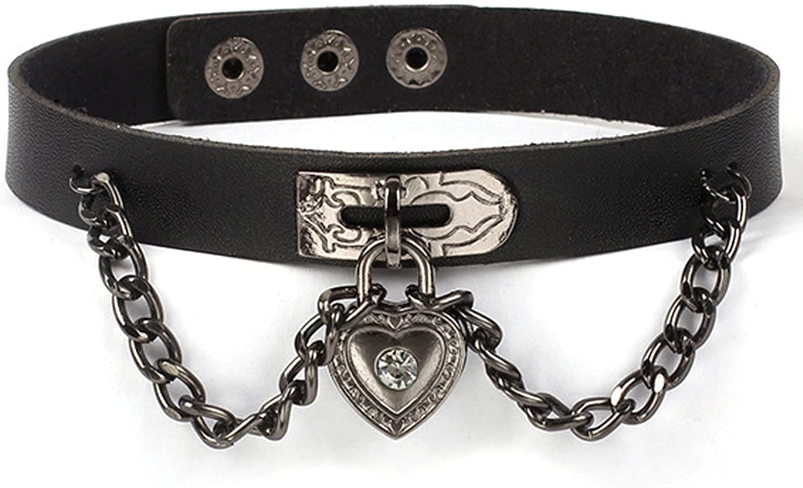 Amazon.com: Olbye Black Heart Lock Choker Necklace, Women's Gothic