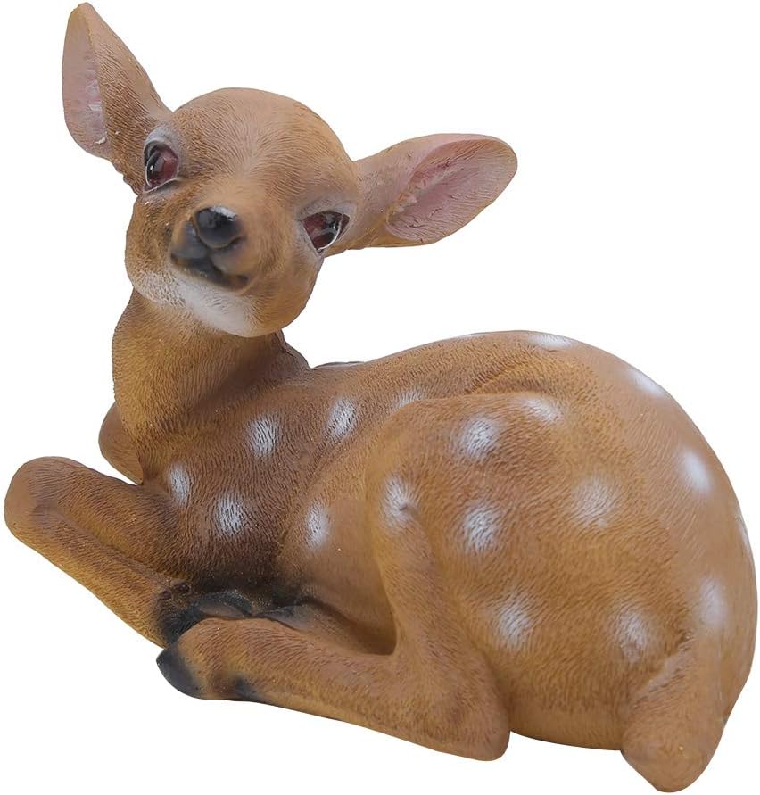 Naroote 2PCS Synthetic Resin Sika Deer Statue, Vibrant Color, Outdoor Garden & Home Decor, 17x11.5cm