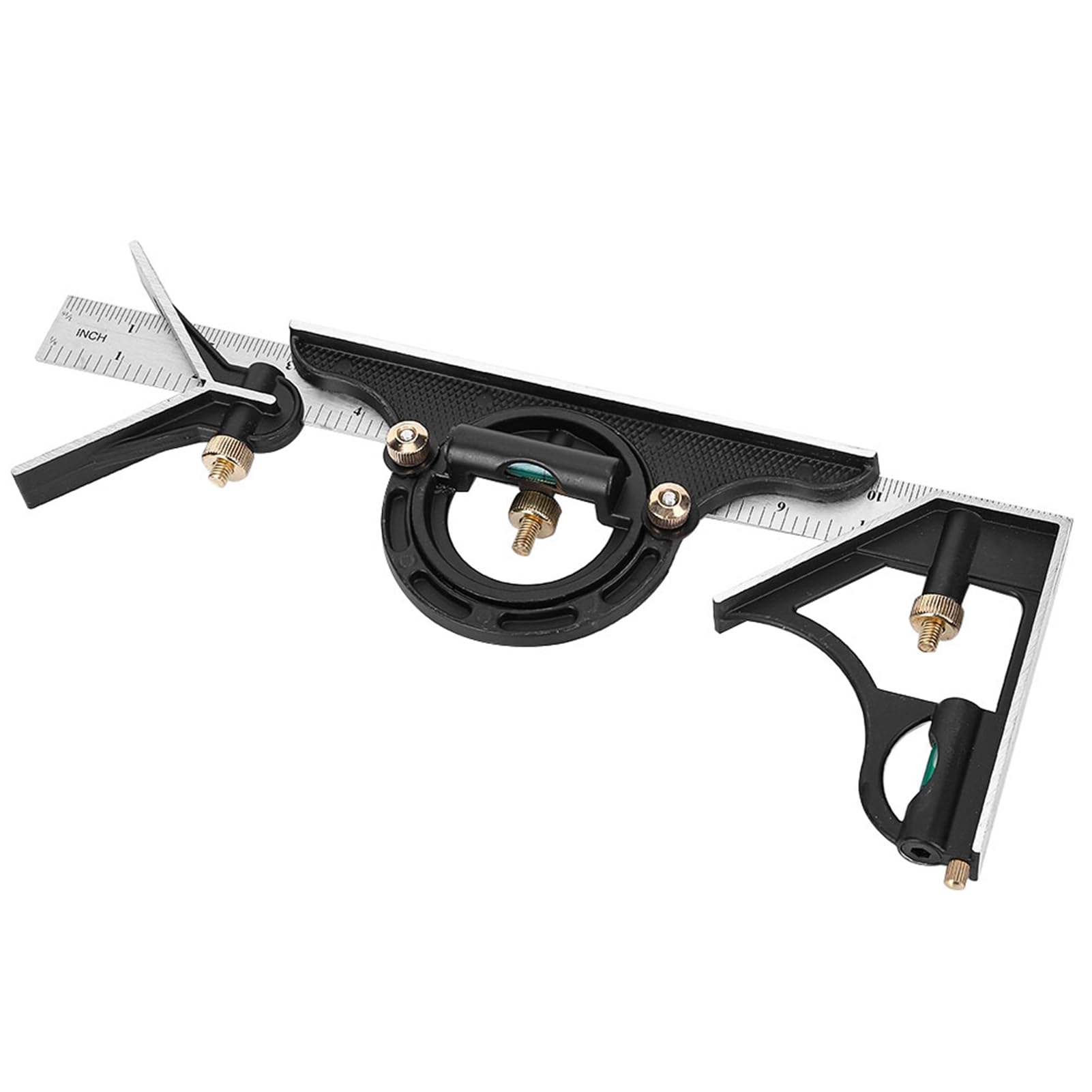 Klanata 4-Piece Stainless Steel 4R Combination Square Set, Adjustable Sliding T Square Ruler with Protractor for Precision Woodworking