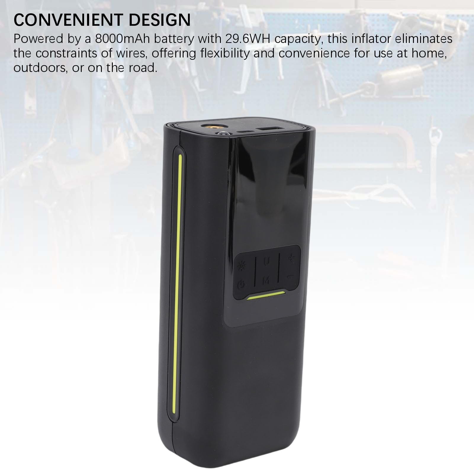 Keenso Compresor de Aire Portátil para Inflar Neumáticos, Bomba Eléctrica Inalámbrica con Pantalla Digital y Apagado Automático para Uso en Coche, Motocicleta, Bicicleta, 150 PSI