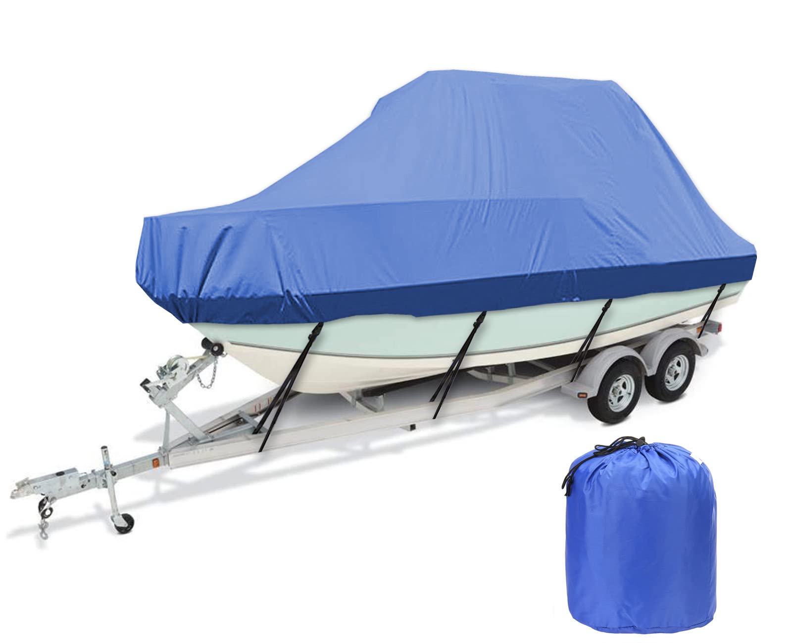 AMGJ Housse/Bache de Bateau T-Top/Hardtop Universel, Couverture de Bateau en Tissu Oxford 420D Résistante aux UV Imperméable,Bleu,21~23ft: 883 x 550cm