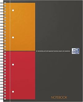 Oxford 100103664 Notebook International A4 + checkered 80 sheets sturdy cardboard cover gray Spiral Notebook Collegeblock - clever organization for managers and executives