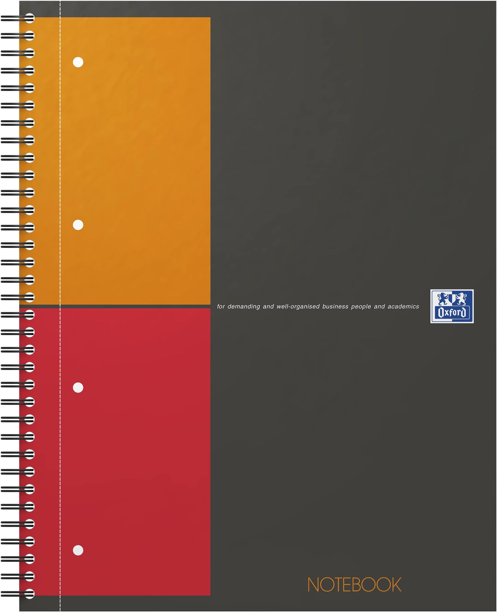 Oxford 100103664 Notebook International A4 + checkered 80 sheets sturdy cardboard cover gray Spiral Notebook Collegeblock - clever organization for managers and executives