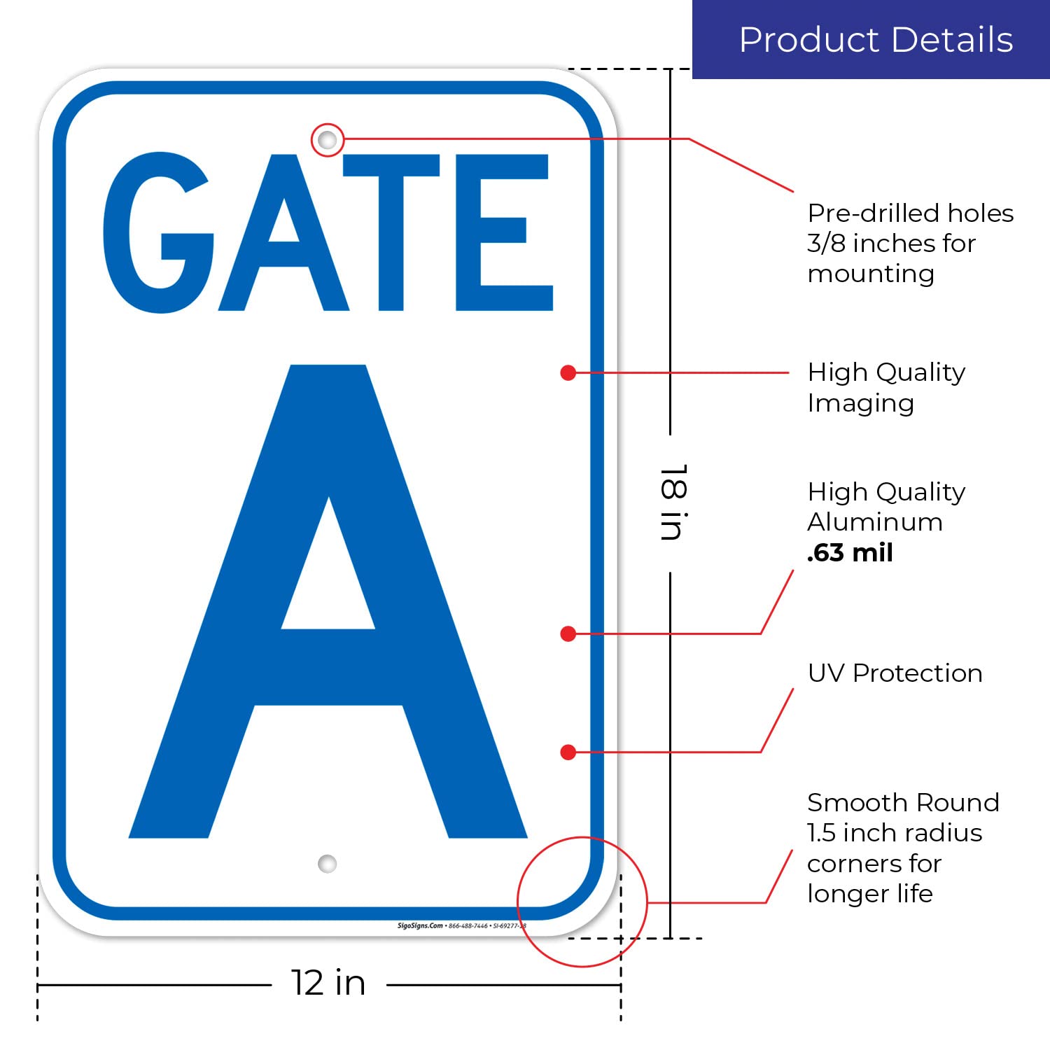 Hurst hydro gate インテリア小物 看板 雑貨 Gate A Sign, 12x18 Inches, Rust Free .063 Aluminum, Fade