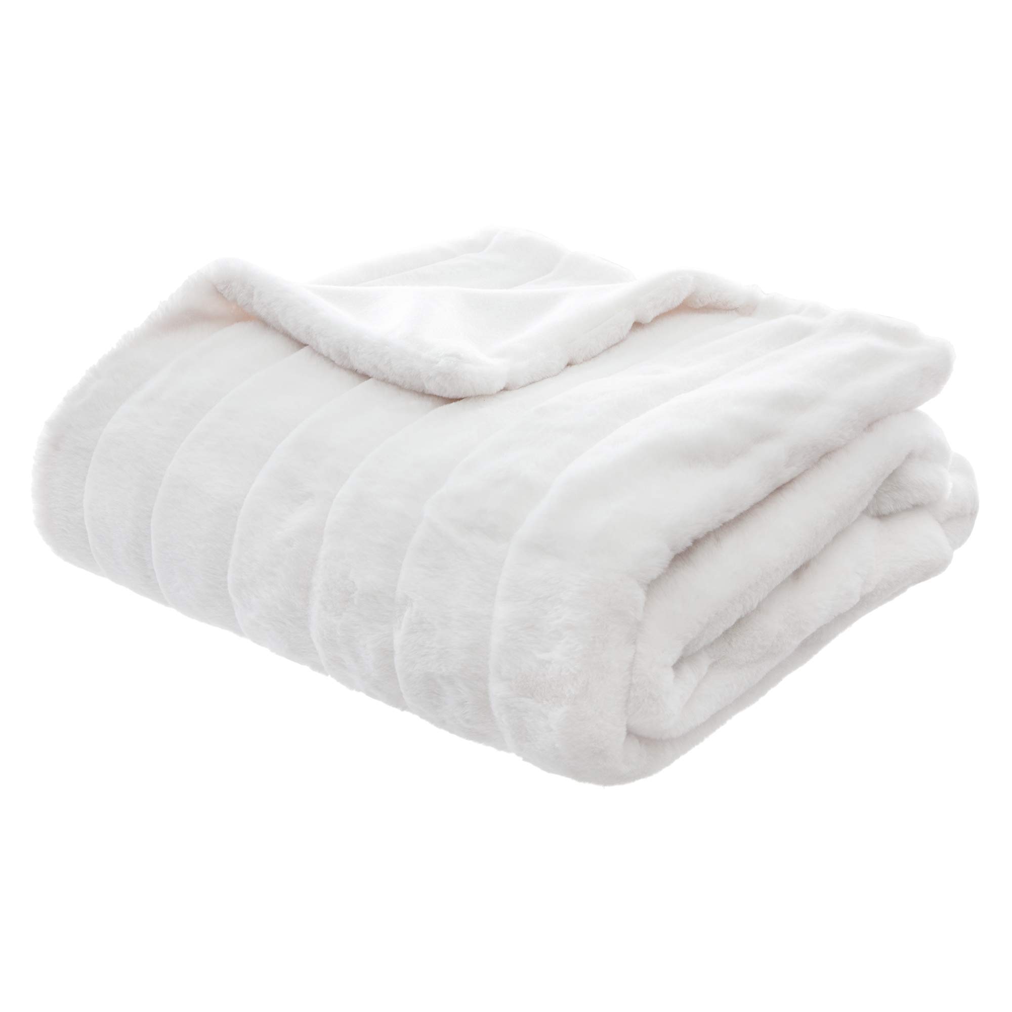 Plaid fourrure Atmosphera blanc 120x160 couverture fausse fourrure salon