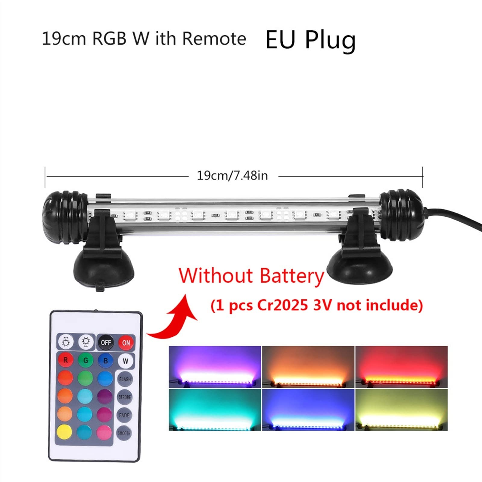 Luces de Piscina Luces de Estanque RGB Luz de Acuario 19-59 cm Control Remoto Lámpara de Buceo Lámpara de Colores Lámpara de Plantas Tanque de Peces Uso Anfibio Esencial IP68 Luces