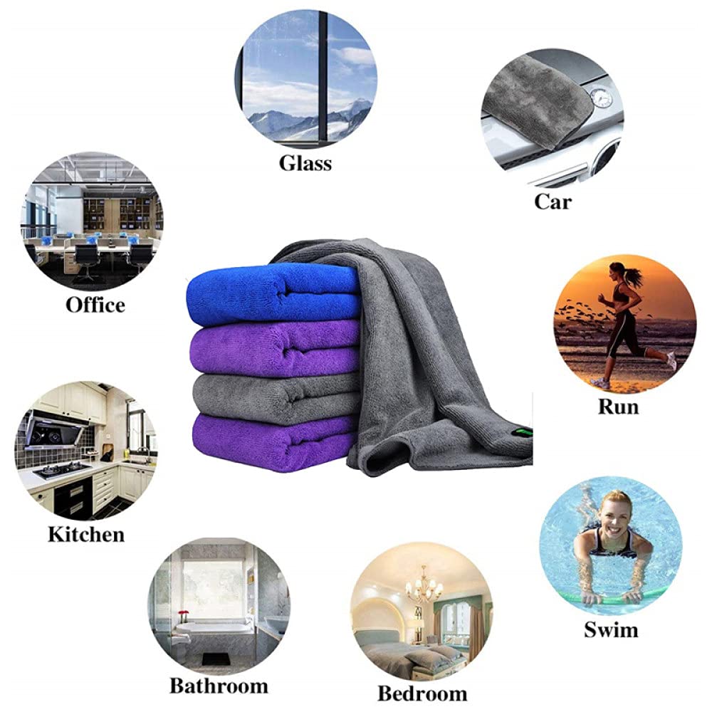 Asciugamano per autolavaggio 30x70 CM Asciugamano in microfibra per autolavaggio Pulizia auto Panno per asciugatura Orlo Cura dell'auto Dettagli in tessuto Lavaggio auto Asciugamano blu viola/grigio,