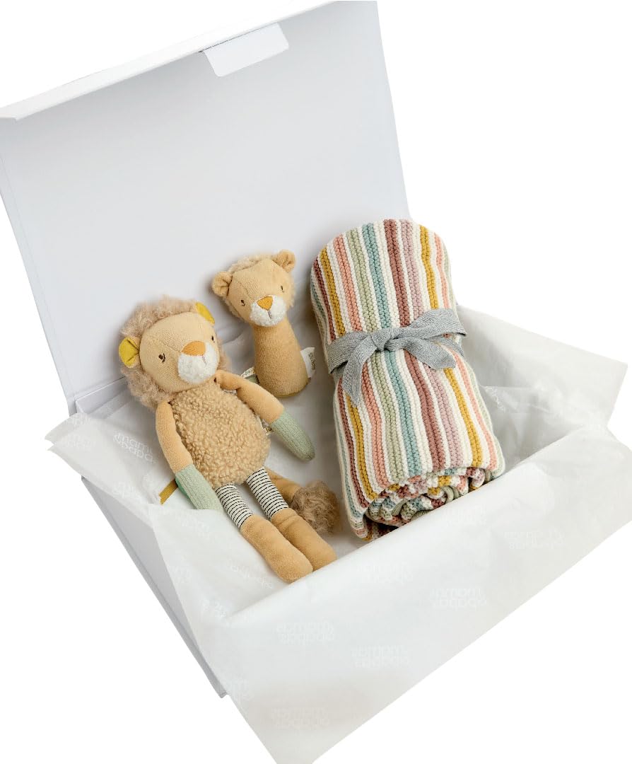 Mamas & Papas Knitted Blanket & Lion Gift Box