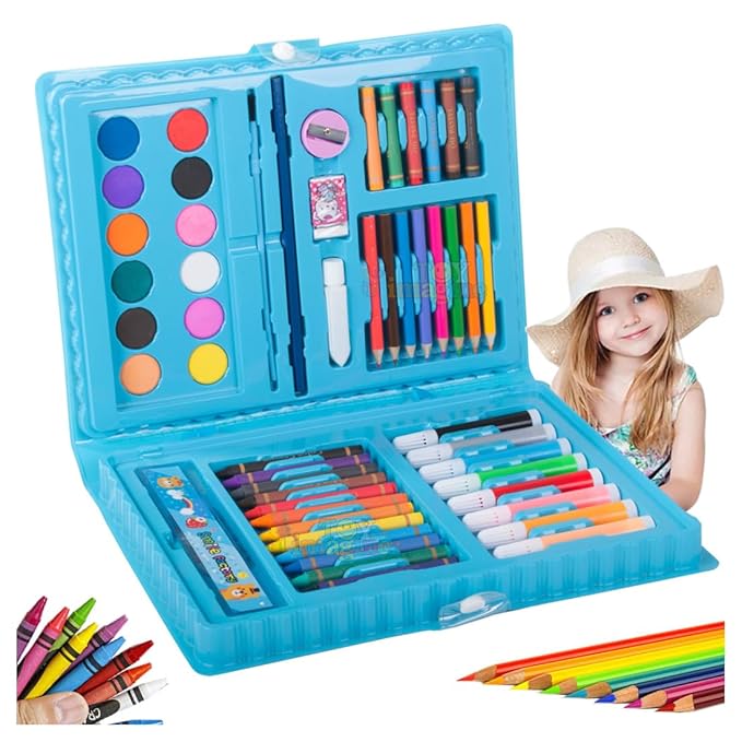 Toy Imagine™ 68 Pcs Color Set/Kit for Kids Drawing & Painting Set/Case Art & Craft Supplies 12 Crayon 8 Sketch Pens 8 Color Pencils 6 Oil Plaster Colour 12 Water Color Best Gift for Boys & Girls at Rs. 199