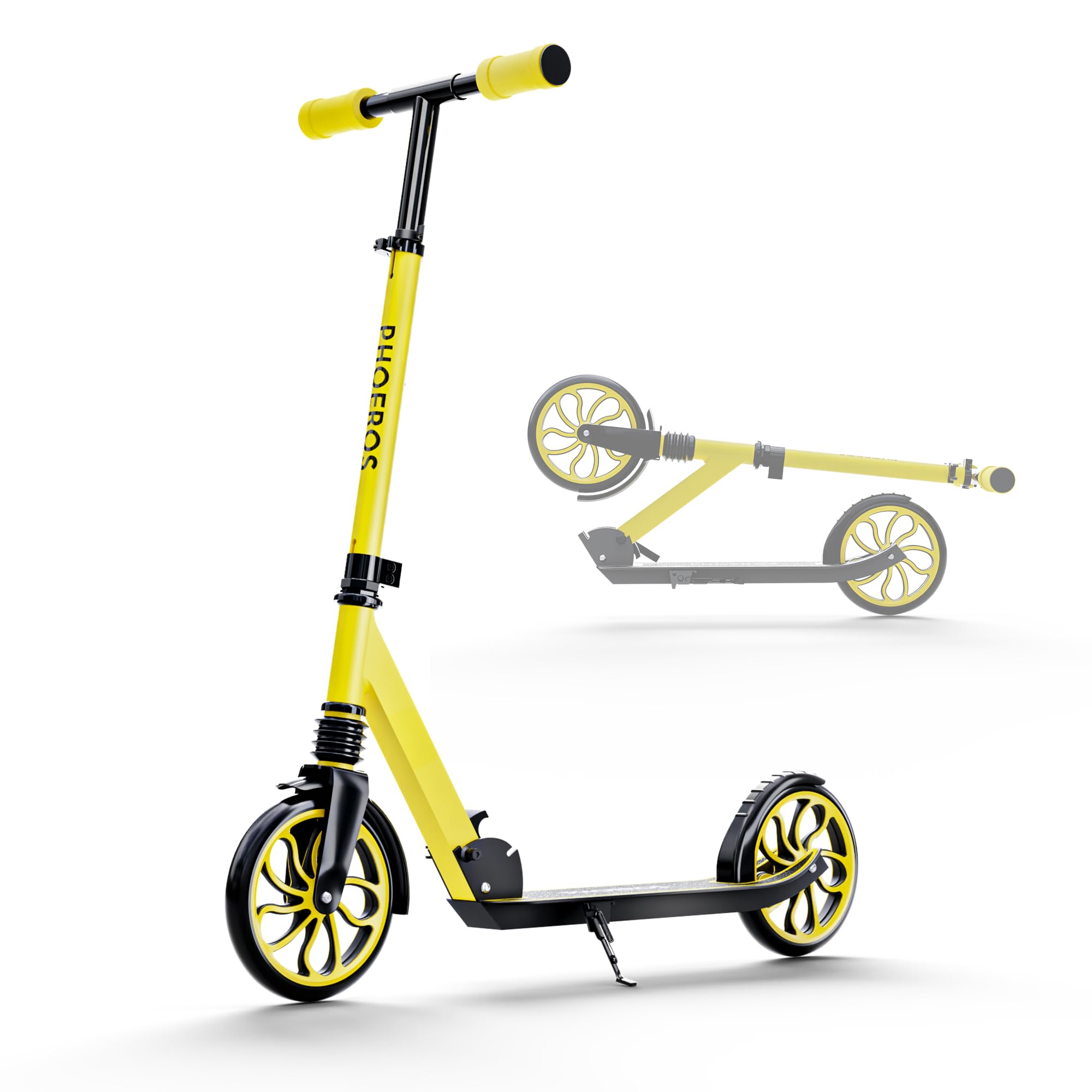 PHOEROS Kick Scooter for Kids Ages 6-12,Teens & Adults, Youth. Lightweight Aluminum Kick Scooter for Teens Adults Boys Girls with 8 inch Big Wheels, Foldable, 13 Height Adjustable, Shock Absorption
