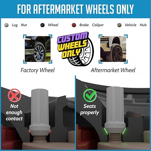 Miniatura 3 de Wheel Accessories Parts 24 tuercas de rosca M14x1.5 de 14 x 1.5 pulgadas de largo de 1.90 pulgadas de largo, 7 ranuras hexagonales para Chevy