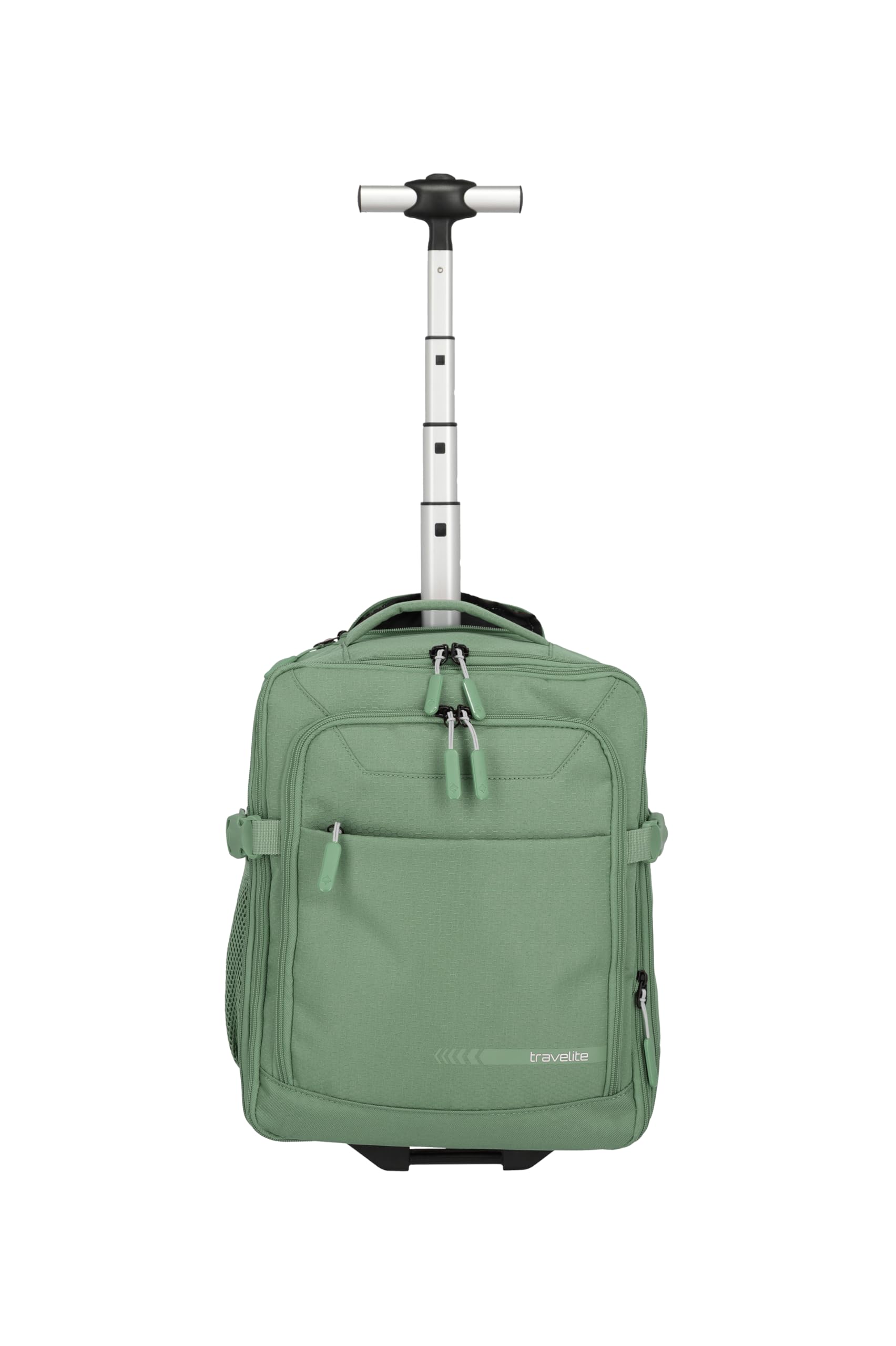 Travelite Rucksack KICK OFF, Laptopfach 15,6 Zoll, Handgepäck Rucksack mit Rollen und Teleskopgestänge, vielseitiger Reiserucksack, 30 x 40 x 20/23 cm, 24/28 L