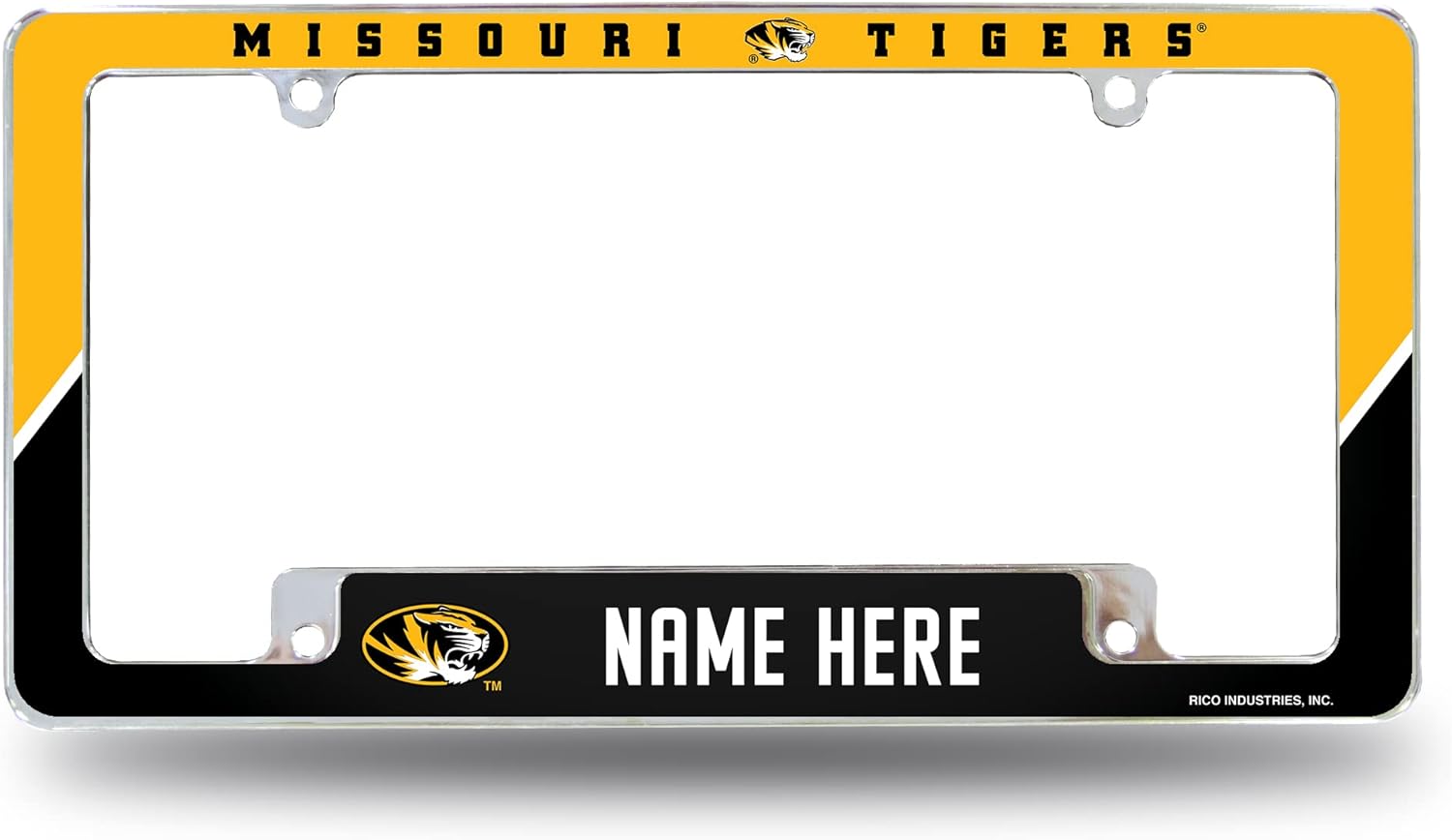Rico Industries NCAA Missouri Tigers Personalized/Custom 12" x 6" Chrome All Over Automotive License Plate Frame for Car/Truck/SUV