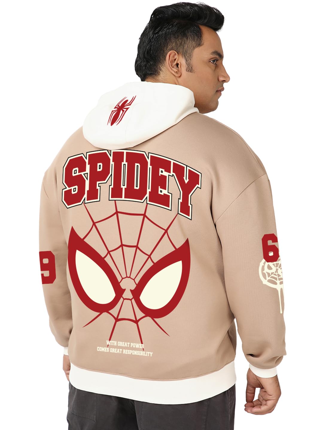 bewakoof Heavy Duty® 1.0 Official Marvel Merchandise Spiderman Men's Graphic Print Oversized Fit Full Sleeve Hooded Fleece Plus Hoodies-picture-12