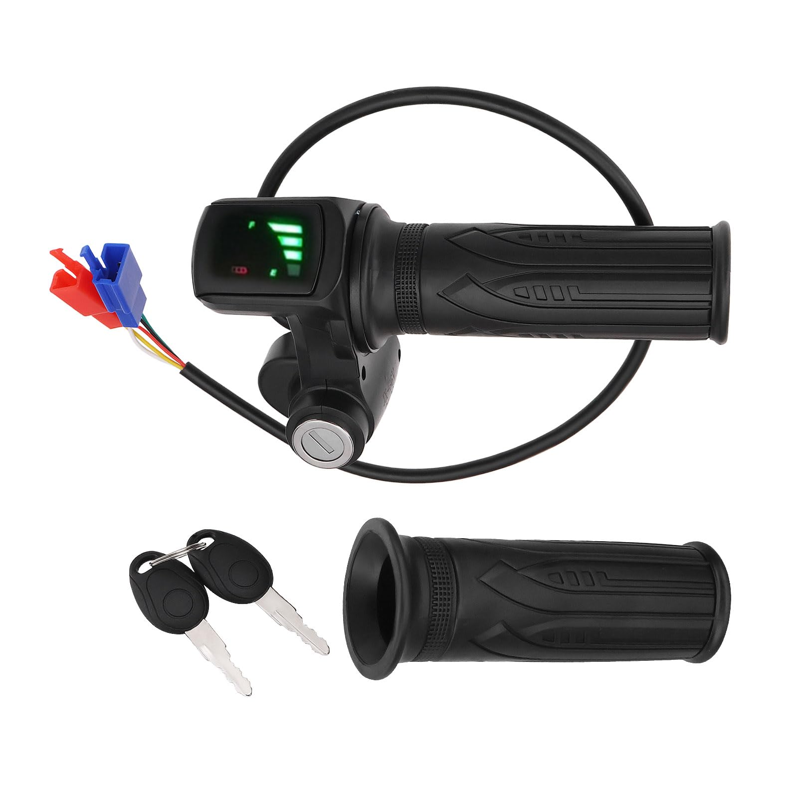 SG Store 1Set 36V Waterproof LED Display Electric Bike Grips with Keys Suitable for Electric Bike Scooter Tricycle Other Electric Vehicle Throttle (50cm)