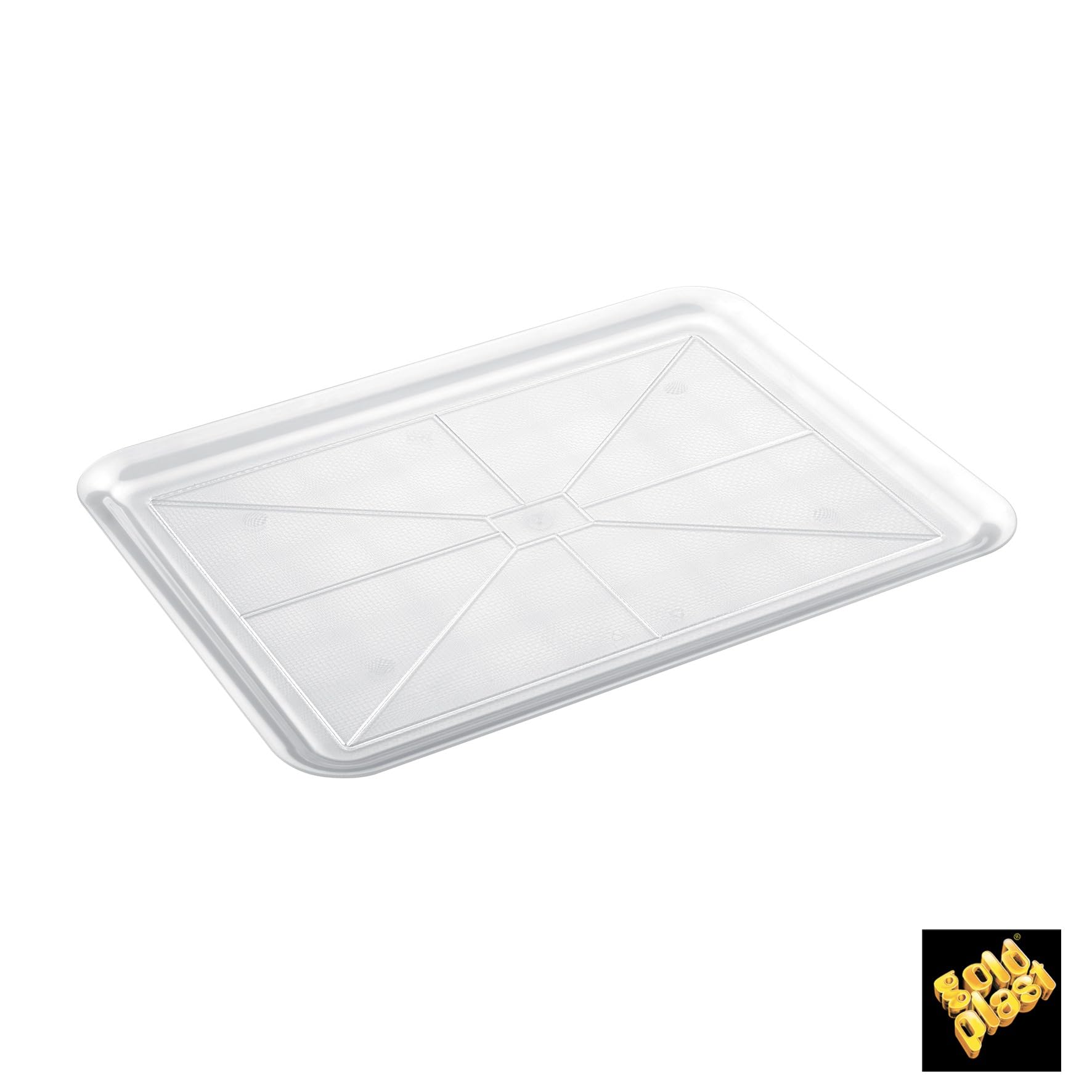 4 Bandejas de Plástico Duro, 50x37cm, Color Transparente, Bandeja Rectangular, para Servir, Autoservicio, Fast Food, Apto para Lavavajillas, Resistente, Plástico PS