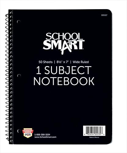 Miniatura 2 de School Smart 085317 Cuaderno de rayas anchas de 1 materia no perforado en espiral, 8-12 x 7 pulgadas (surtido)
