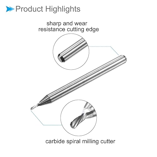 Miniatura 4 de Fresa de extremo de carburo Fresa CNC Router Bit, Broca de corte de 0.039x0.118 in Mango de 18 pulgadas, Fresa de fresado de corte único de flauta