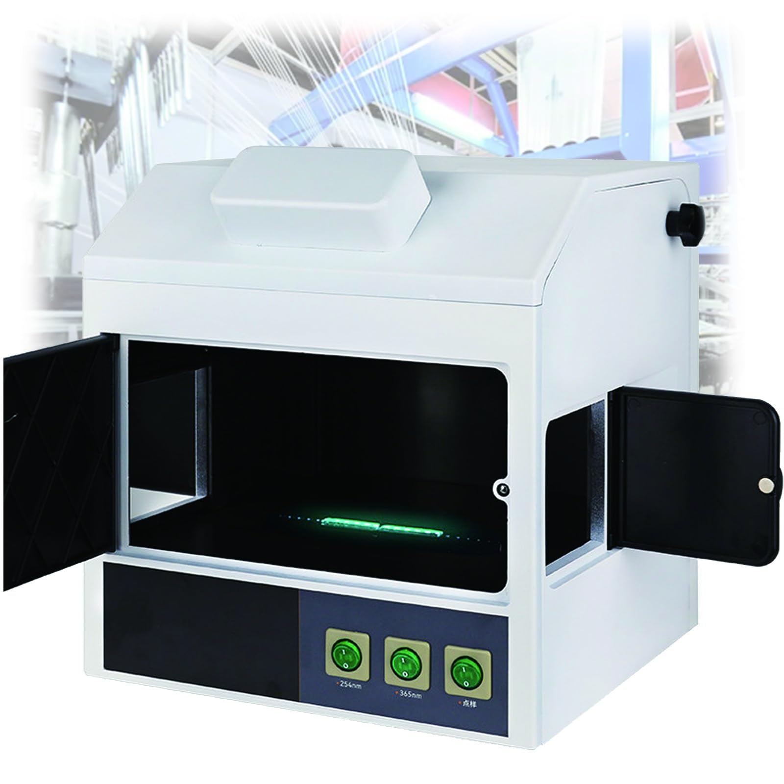Armario de lámpara UV para análisis ultravioleta, tres longitudes de onda de 254 nm y 365 nm, puerto de cámara integrado, ángulo de iluminación ajustable, fácil de operar