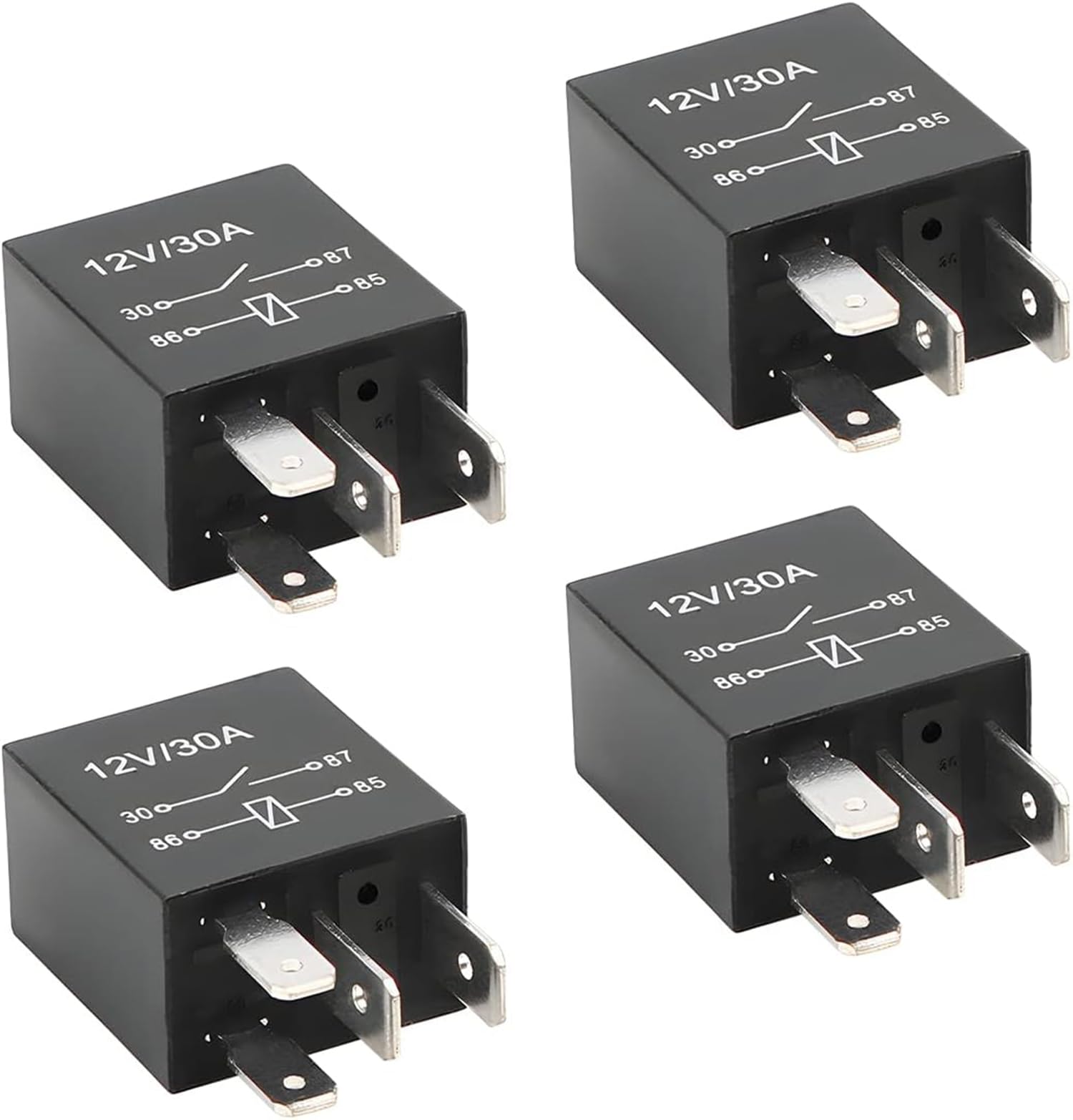 TERRIFI 4 Pin 12V 30A Relay Multi-Purpose Automotive Relay Heavy Duty Standard Relay for Car Motor, Auto Universal Replacement Accessories (4 Pieces)