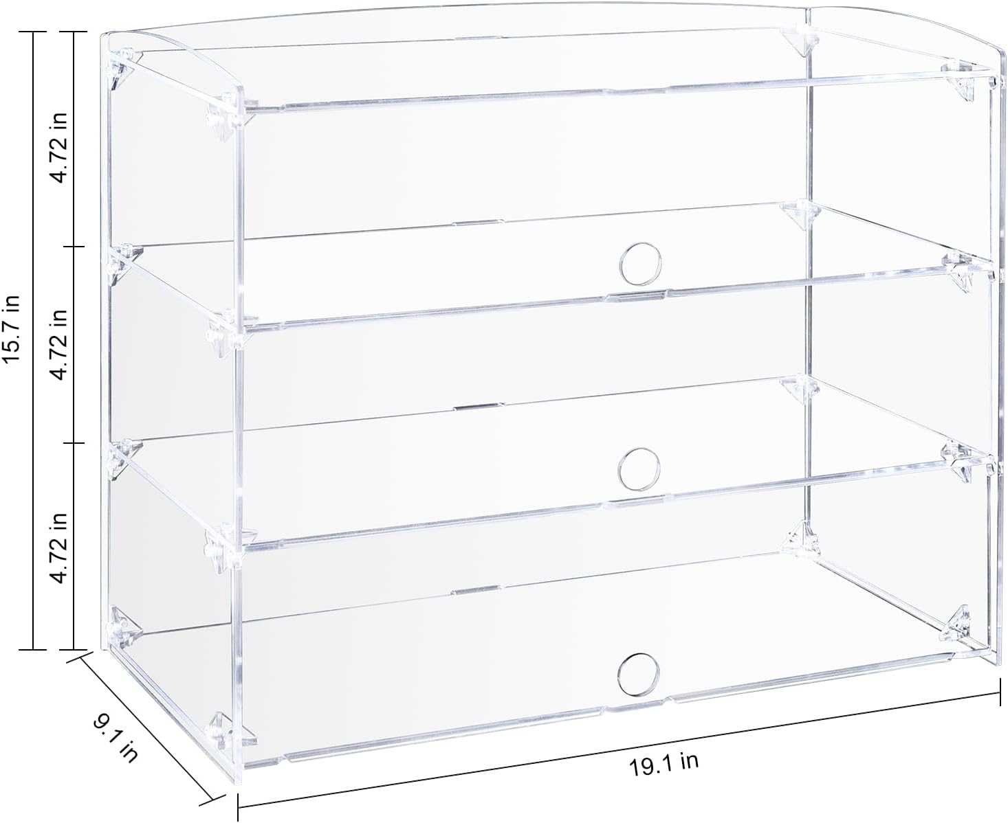 3 Tiers Pastry Display Case, Acrylic Commercial Countertop Bakery Display Case, Clear Display Cabinet Box with Door Access for Bread Pastry Dessert Donut Cookie Food Display 19.1"x9.1"x15.7"