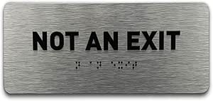 Not An Exit Identification Sign - ADA Compliant Sign, Raised Icons, Raised Braille, Brushed Aluminum, TCO Inspection Certified (7"W x 3"H) - by GDS