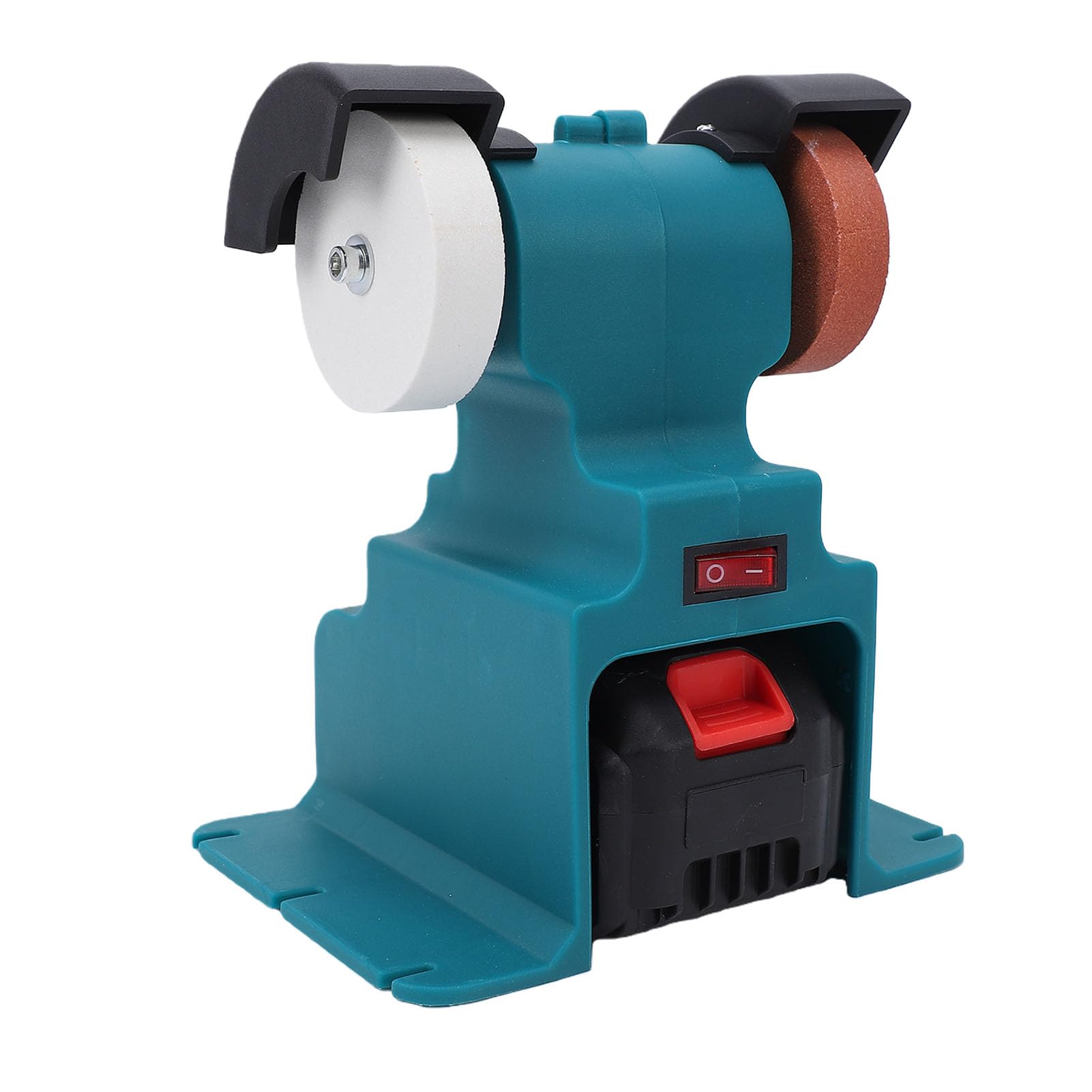 Eujgoov Amoladora, Pulidora y Lijadora de Banco Inalámbrica de 200 W, 7000 RPM, con 2 Baterías de 4 Ah y 2 Discos para Baterías de 18 V-21 V. Ideal para Pulir Esmerilar metales. (Enchufe de la UE)