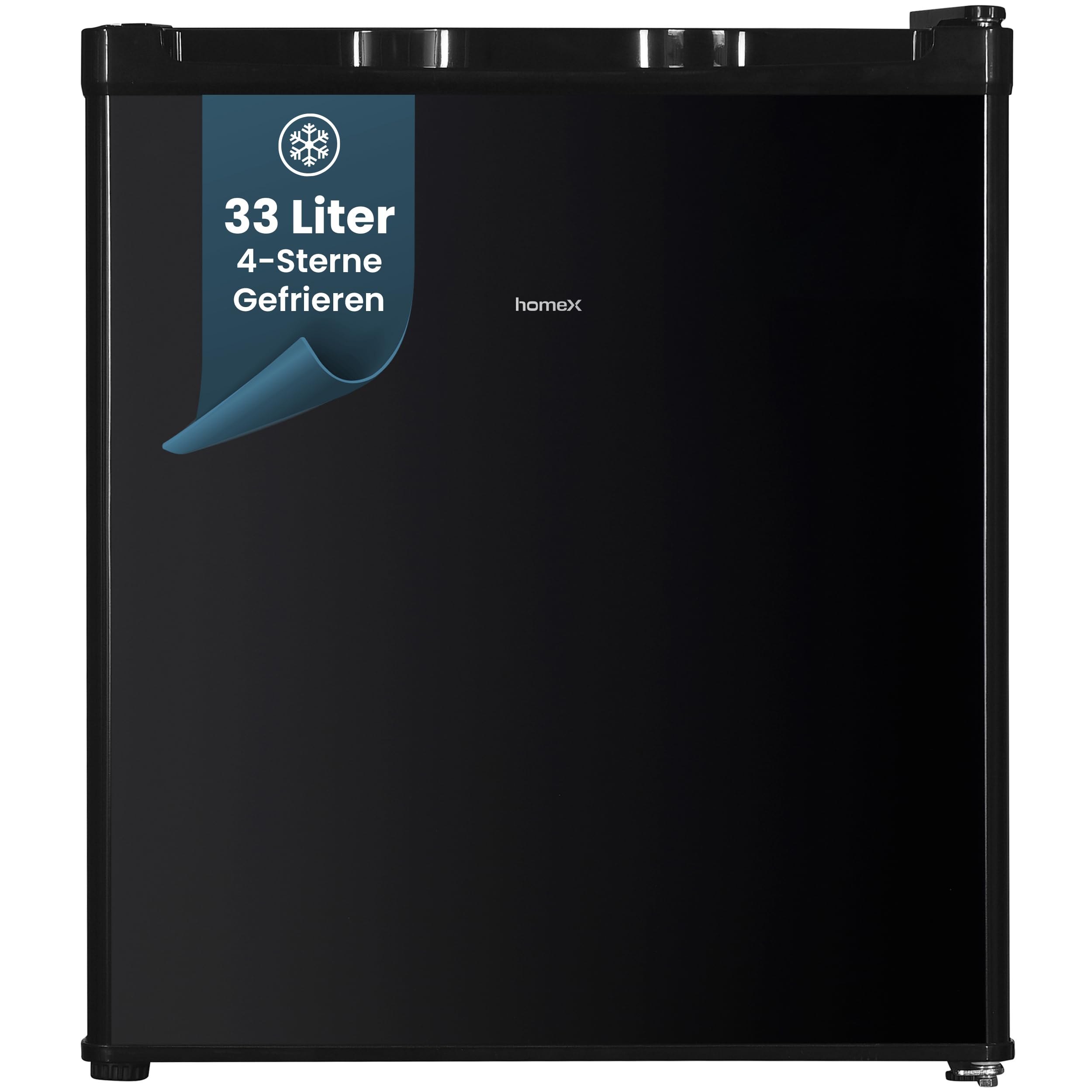 homeX FM1015-B Mini Gefrierschrank Gefriertruhe klein 33L Nutzinhalt | 4-Sterne Gefrierbox, freistehend, kompakte Tiefkühltruhe, Mini Freezer, Temperaturregelung, kleiner Tiefkühlschrank, schwarz