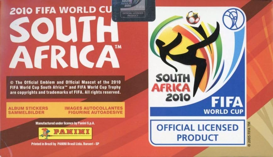 Panini FIFA World Cup Soccer 2010 Absolutamente Massive - Caja de calcomanías selladas de fábrica con 100 paquetes y 500 calcomanías