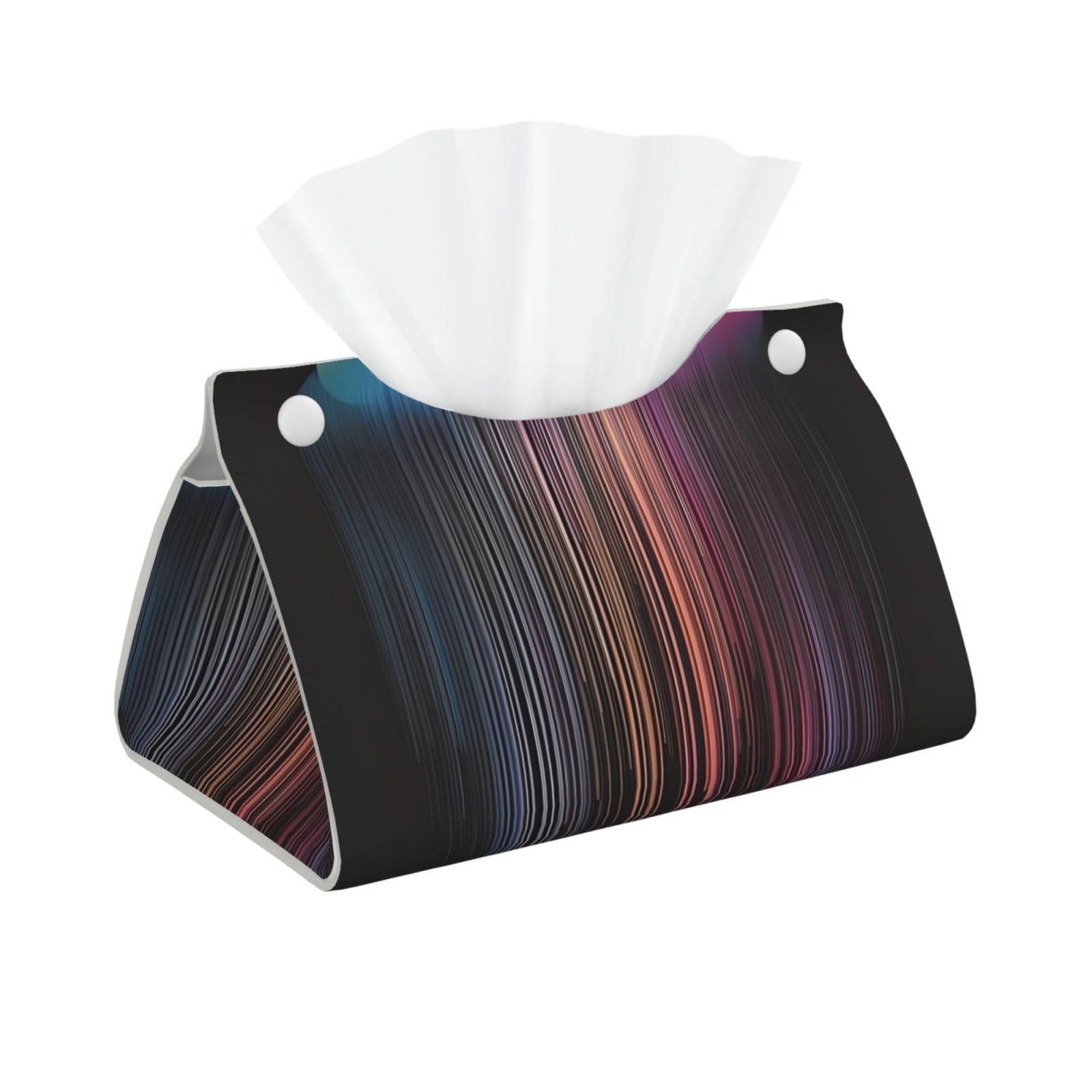 Colorful rainbow rain Long Leather Tissue Box Cover-Waterproof PU Leather Tissue Holder for Bathroom, Decorative Rectangular Tissue Case