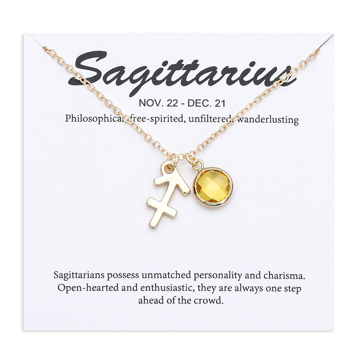 TGOLM 14k Gold Plated Zodiac Birthstone Crystal Pendant Necklace, Horoscope Sign Charm Necklace for Women Birthday Gift