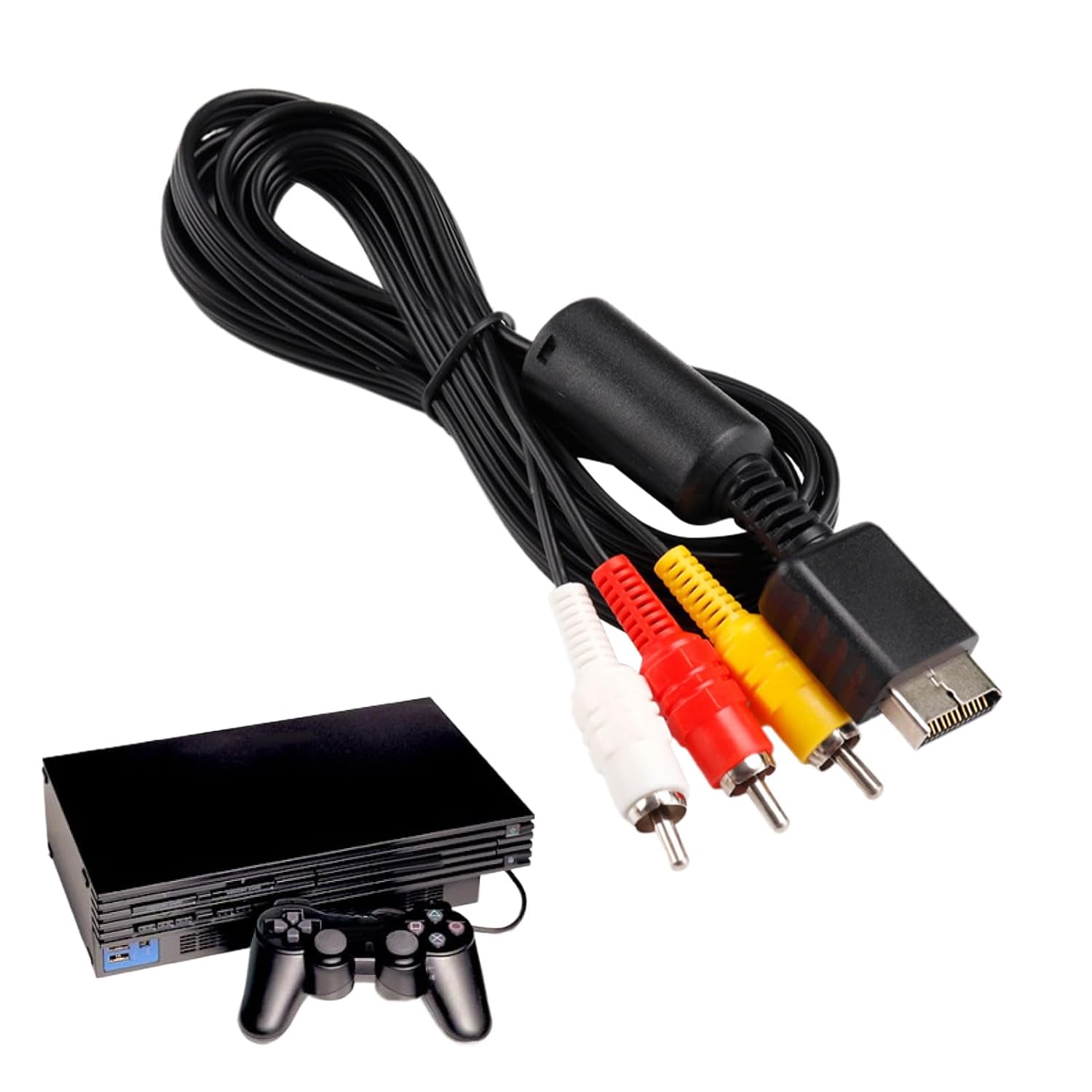 AV Cable for PS1 PS2 PS3 6Ft/1.8M, PS2 AV Cable, PS2 Component Cable, AV to RCA Cable Composite Audio Video TV Cord Compatible with Playstation 1/2/3