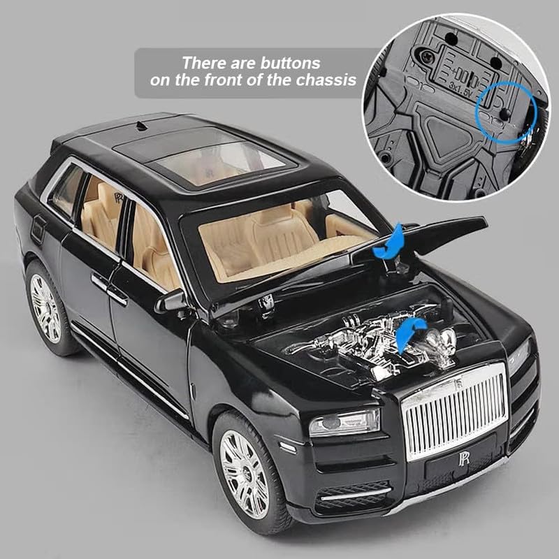 Image of Play Boy 1:24 Rolls Royce Cullinan Model Diecast Metal Alloy Pullback Toy Vehicle with Openable Doors Light and Music Car for Kids (Multicolor)