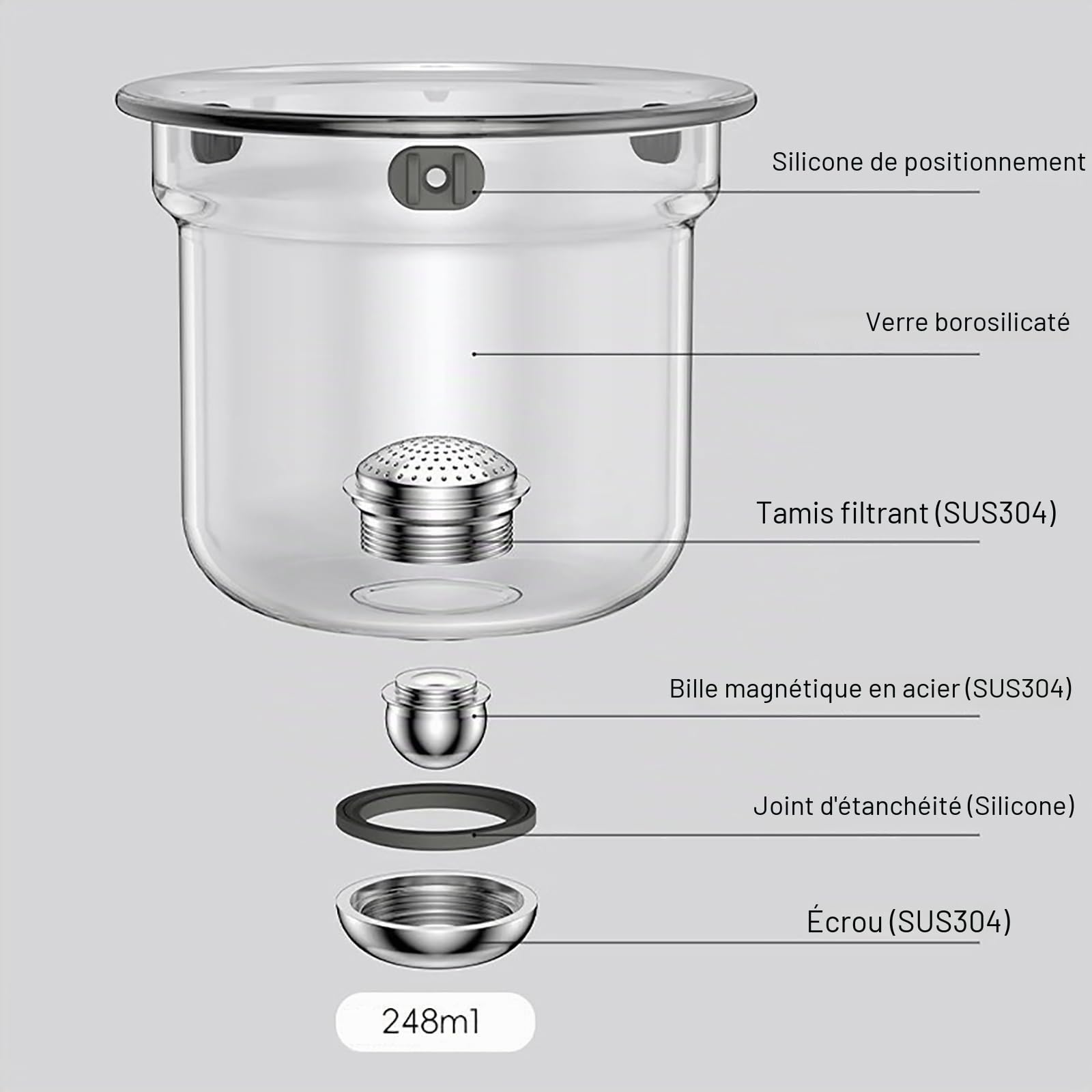 Théière Magique en Verre avec Séparation d'eau – 800 ML, Verre Borosilicate/Design Démontable/Facile à Nettoyer, Enchantipot Magic Teapot avec Poignée en Bois pour Maison, Bureau