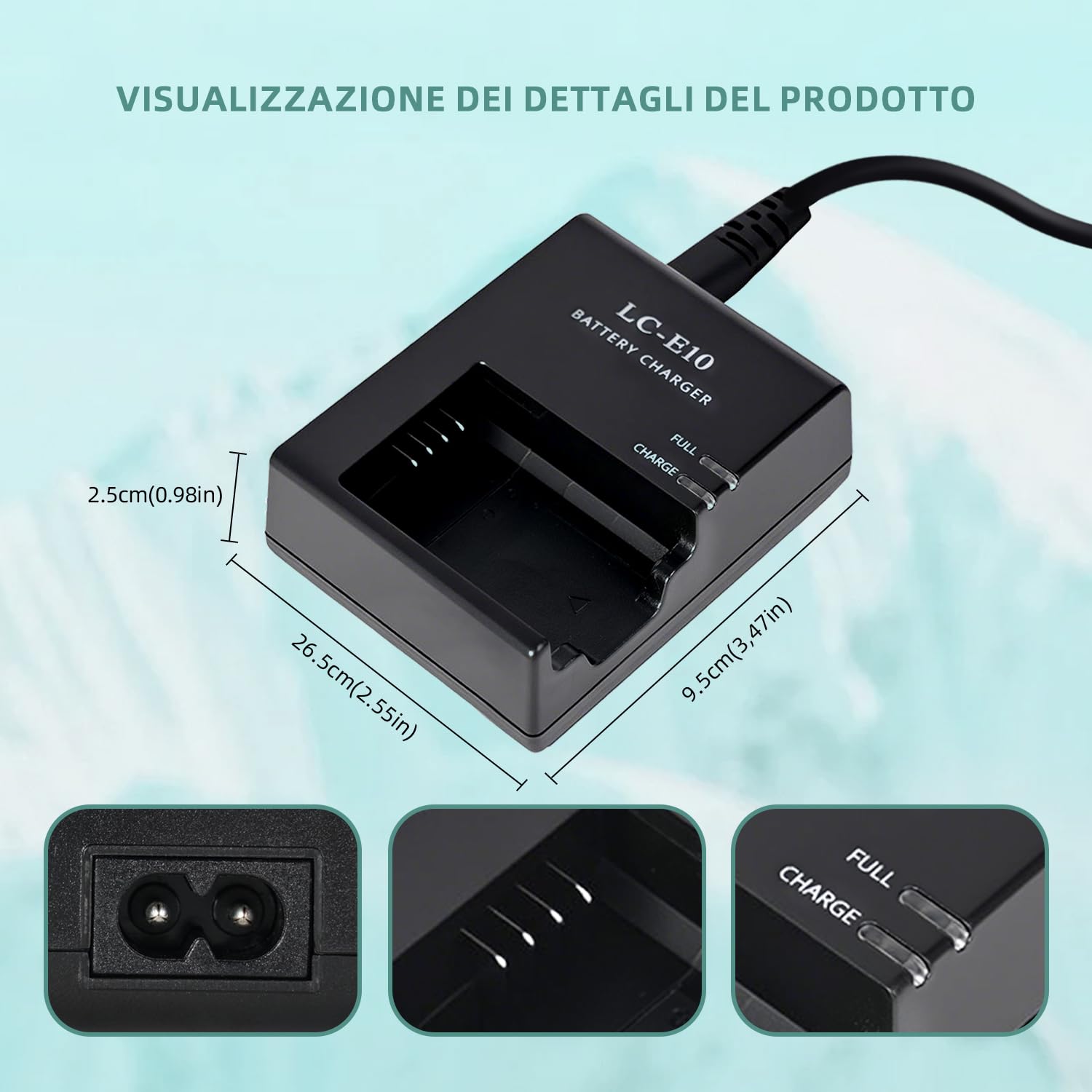 LC-E10 LC-E10C Caricabatterie per batteria per fotocamera Applies to LP-E10 batterie compatibile con Canon EOS Rebel T3 T5 T6 T7 T100 Kiss X50 X70 X80 X90 1100D 1200D 1300D 1500D 4000D fotoc
