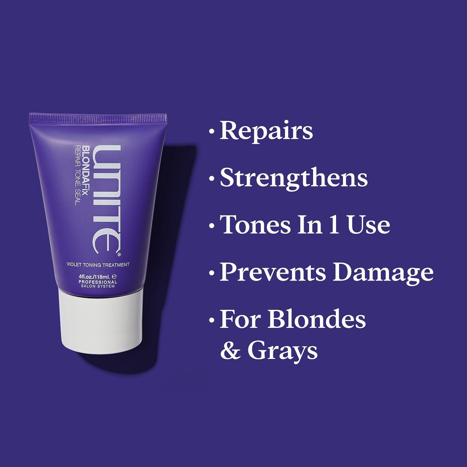 UNITE Hair – BLONDA Fix – Ultra-Violet Repair Treatment to Tone, Strengthen & Brighten Blonde, Gray & Highlighted Hair – Reduces Brass & Damage – 4 Fl Oz - Image 2