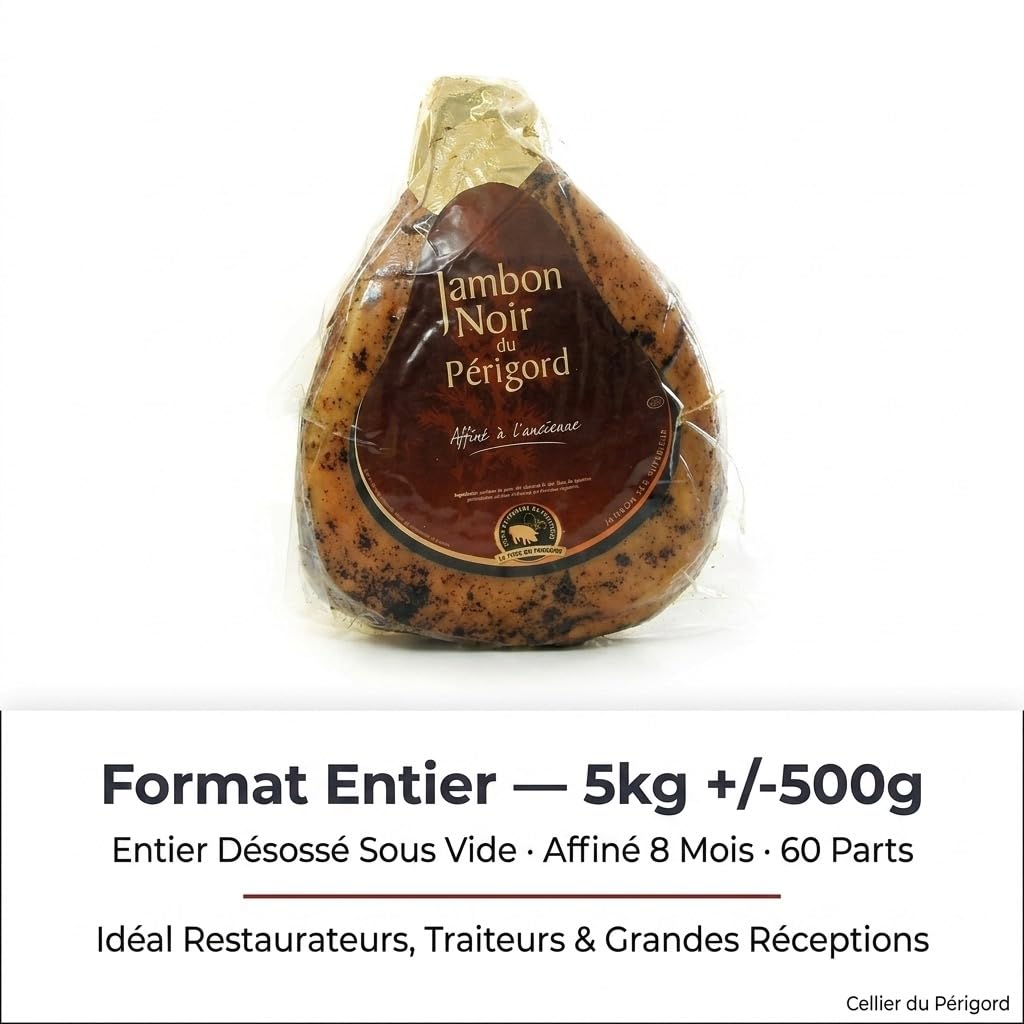 Jambon Entier désossé Noir du Périgord aux Baies de Genièvre 5kg environ (+/-0.5kg)