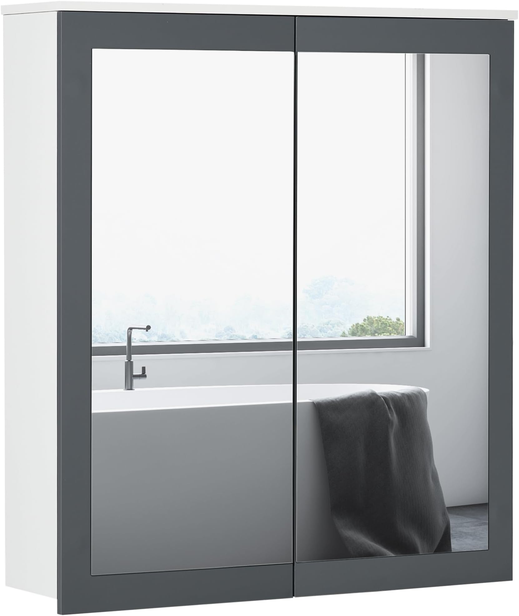 Armoire à Pharmacie Murale Avec Miroir – 62 X 65 Cm – Salle De Bain – Sans Marque – Neuf