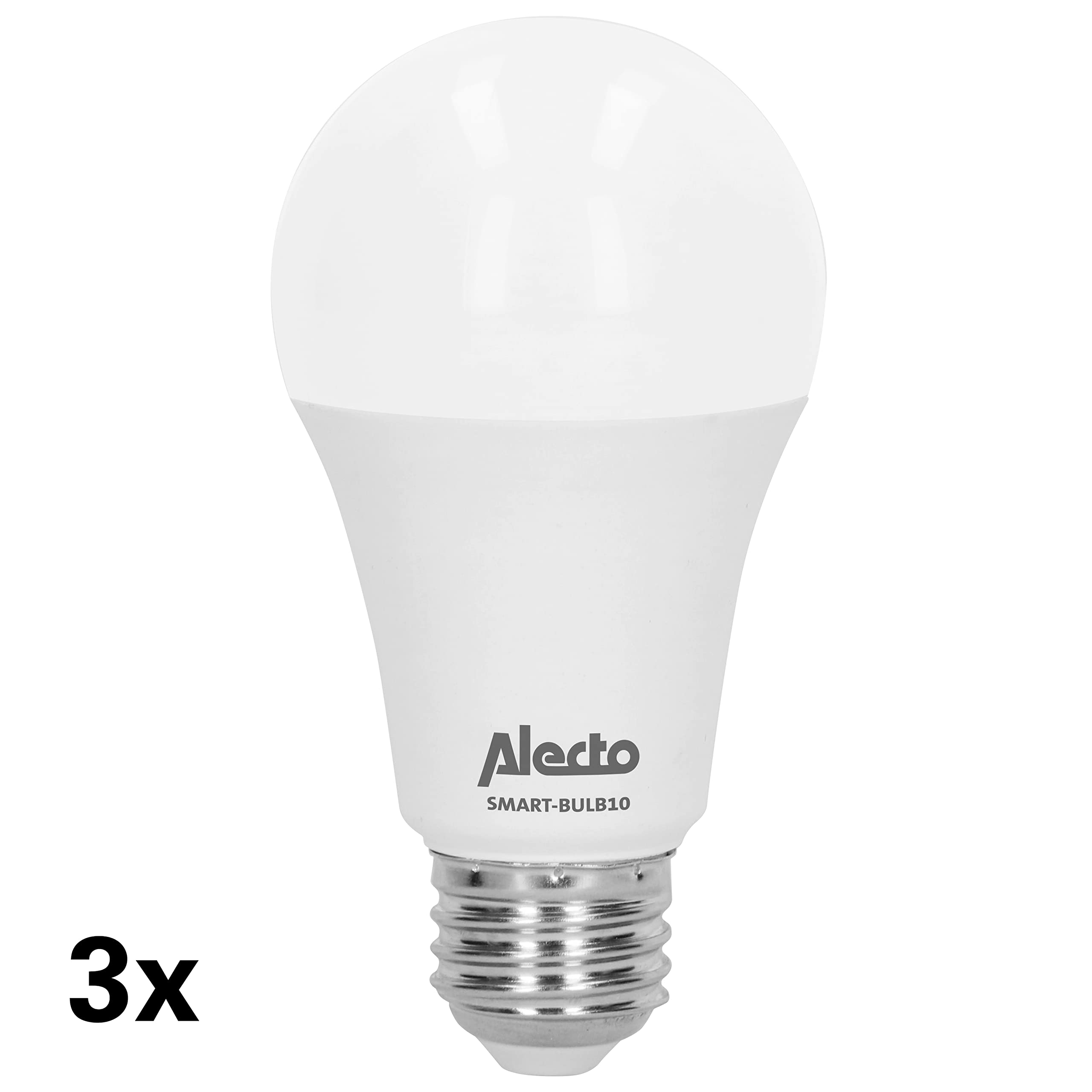 Alecto SMART-BULB10 TRIPLE smarte WLAN Glühbirne - E27 Fassung - LED Lampe - Maximal 806 Lumen - 16 Millionen Farben - Smart Life App - Alexa und Google Home - 3 Stück - Weiß