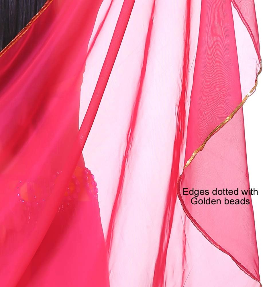 SHOWYOU Lightweight Semicircle Chiffon Hand Scarf Belly Dance Costume Outfit Hip Scarf Sequin Trim Shawls Veils - Image 6