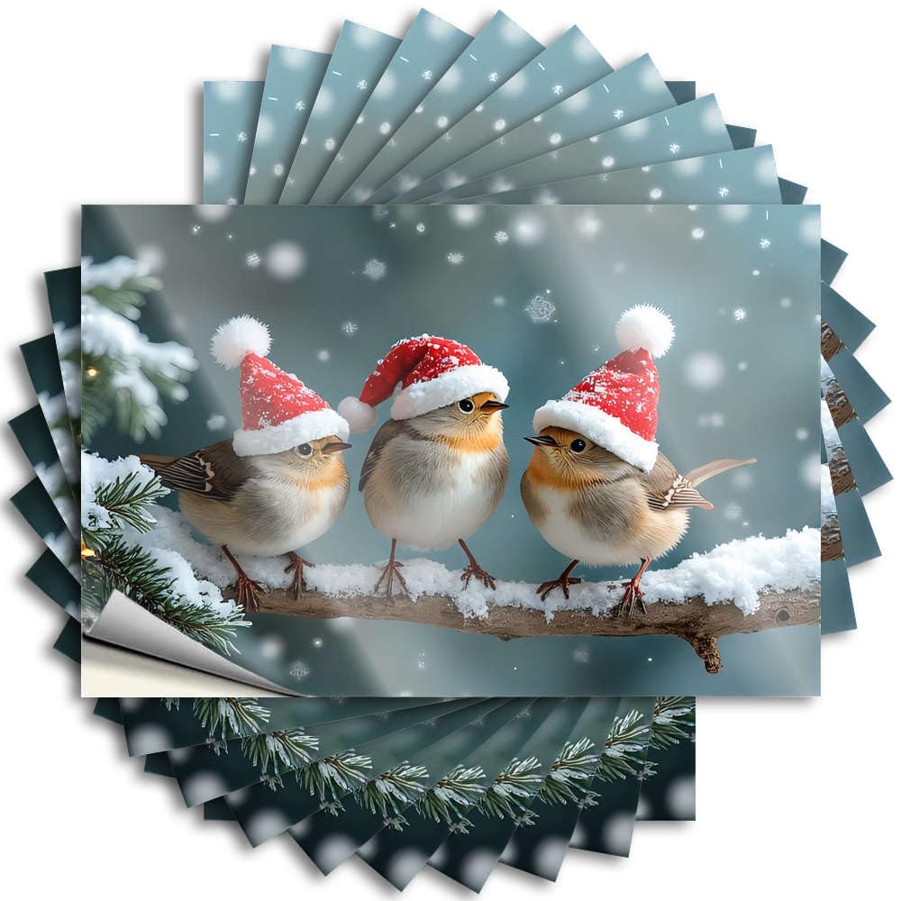 Country Decorations for Home Helmet Quote | Three Birds Wearing Santa Hats On A Snowy Branch Core Durable Vinyl Sticker Easy Apply for Ideas(6X9CM)