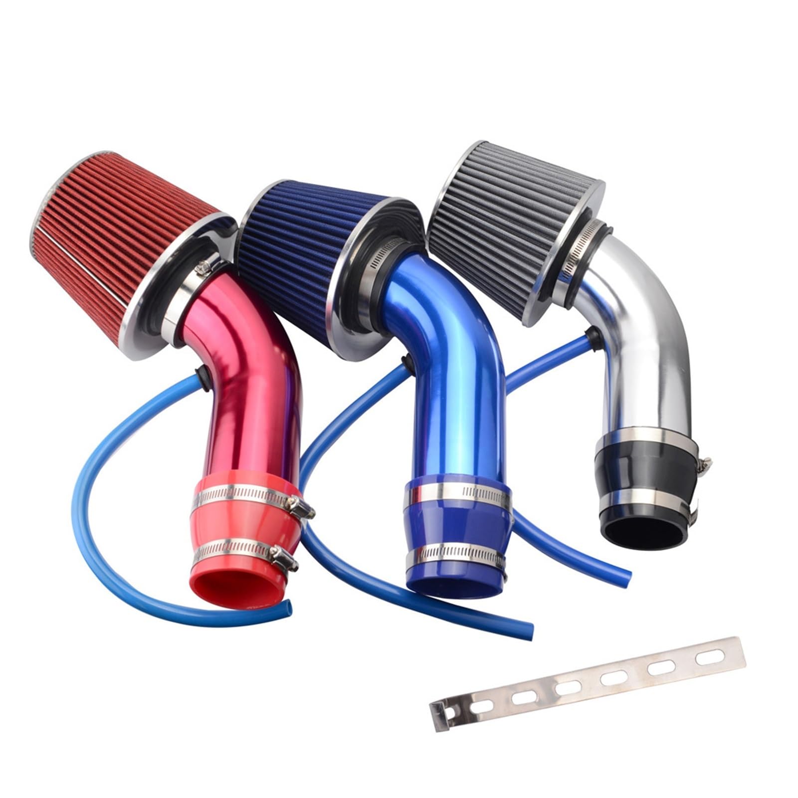 3 "76mm Universal Car Racing układ dolotowy zimnego powietrza Turbo zestaw rur indukcyjnych aluminium ze stożkowym wlotem filtra powietrza (Color : Blue)