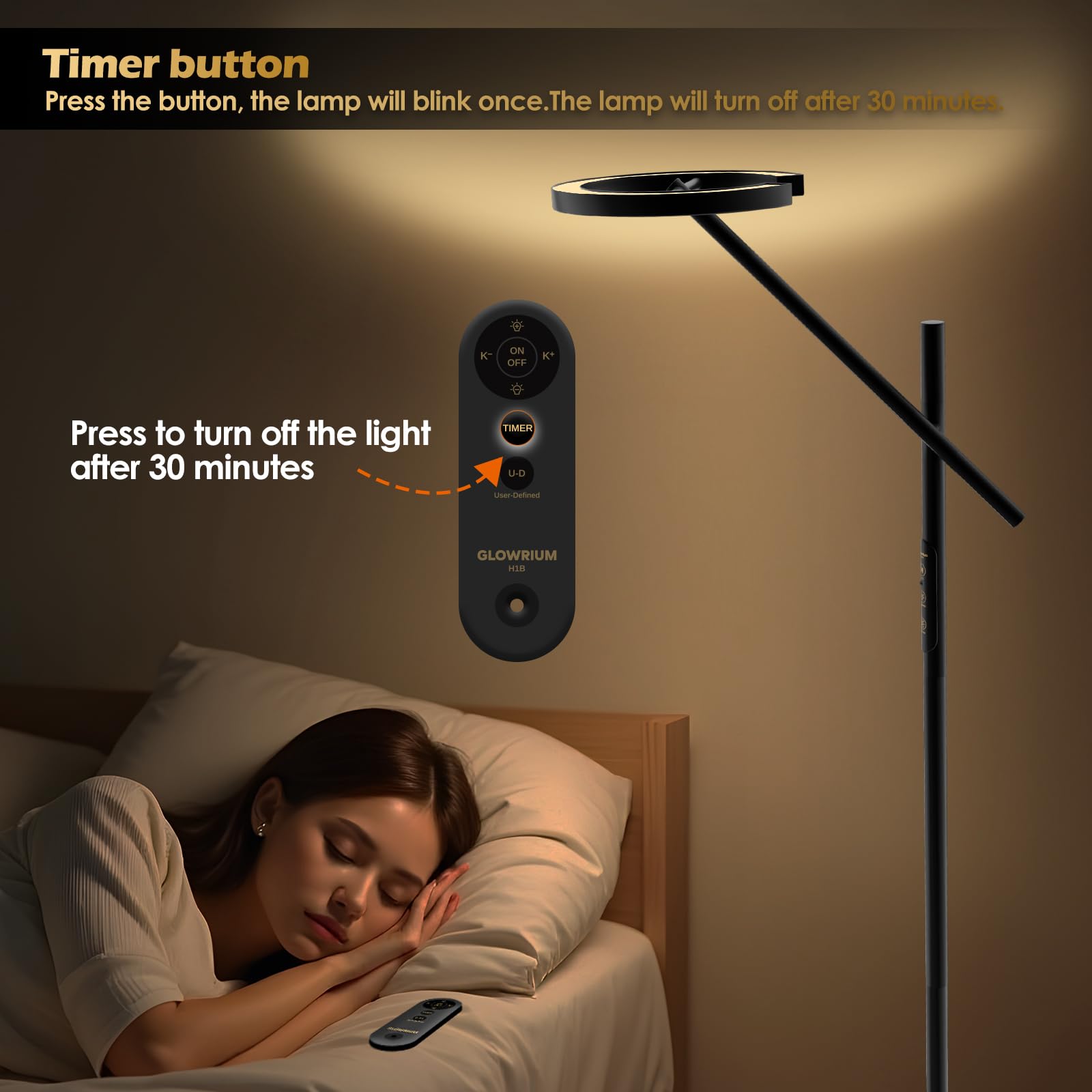 10000 Lux Light Therapy Lamp, LED UV-Free Sunlight Lamp, Smart Floor Lamp with Remote & App Control, Stepless Adjustable Brightness & Color Temps, Happy Lamp Light Therapy, Full Spectrum Sun Lamp: Standard (H1B)