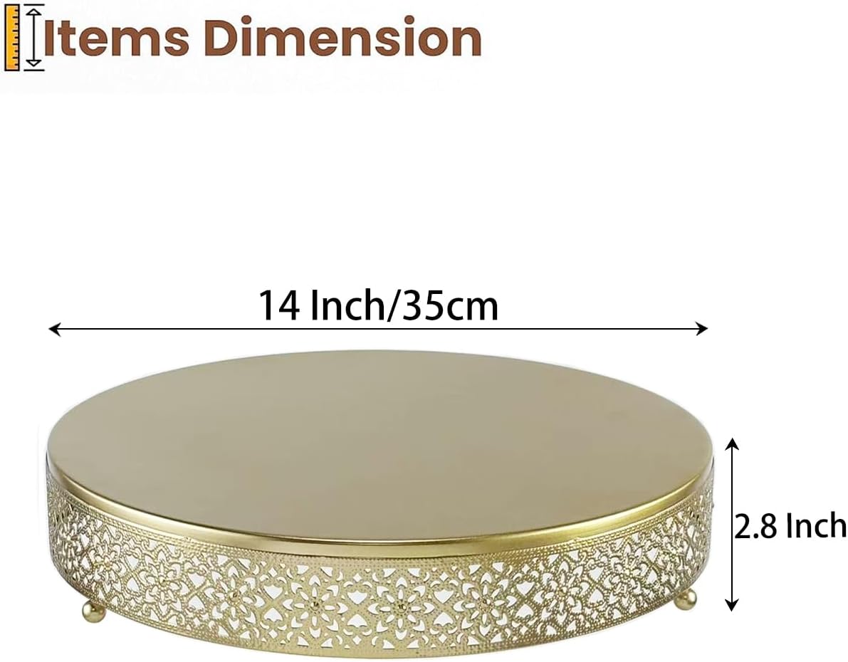 cake stand, metal round cupcake dessert stand cake display holder cookies fruit serving tray decor for wedding party birthday baby showers anniversary (14in, gold) gold 14in