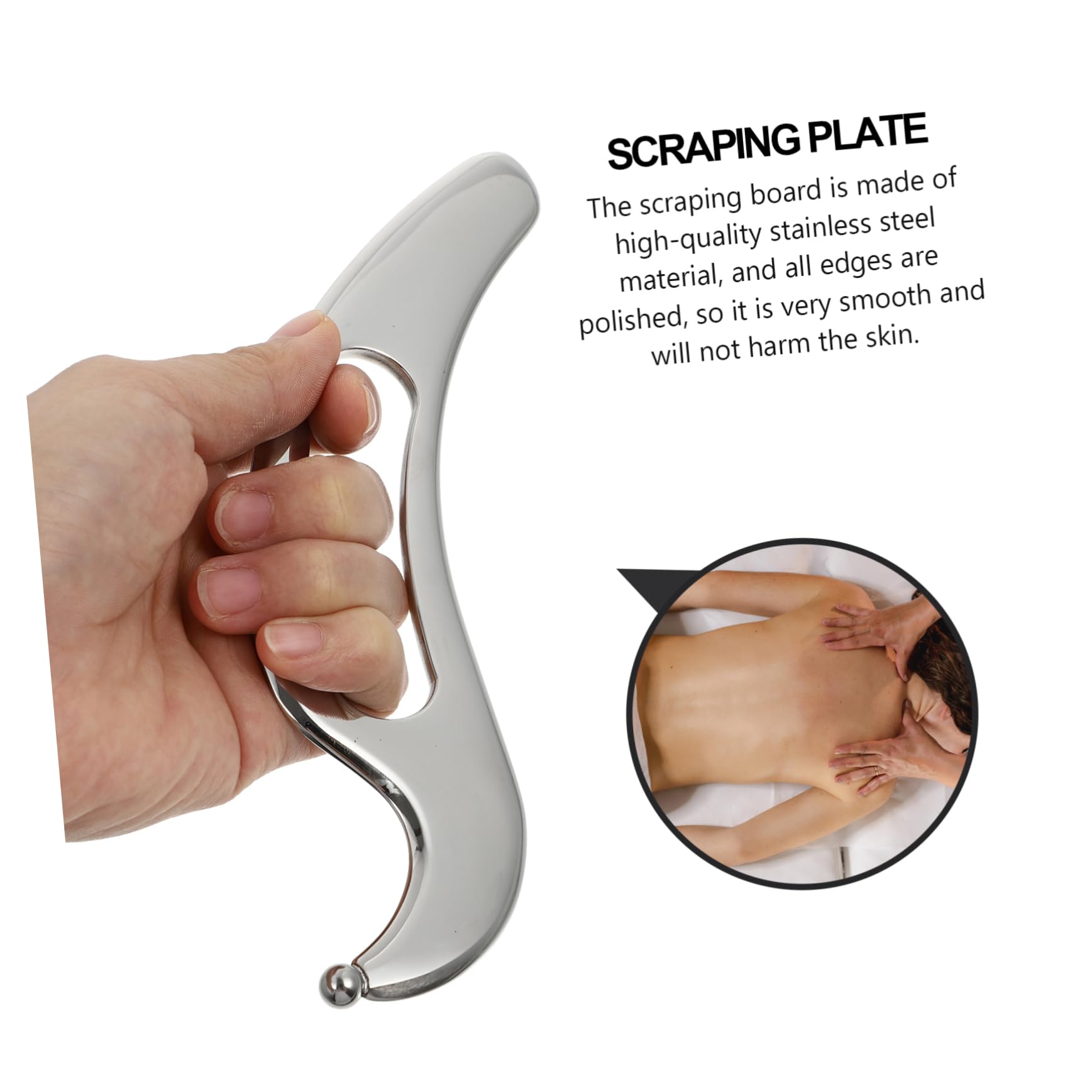 Ipetboom Tabla de Masaje Gua Sha para Músculos, Herramienta de Relajación Acero Inoxidable