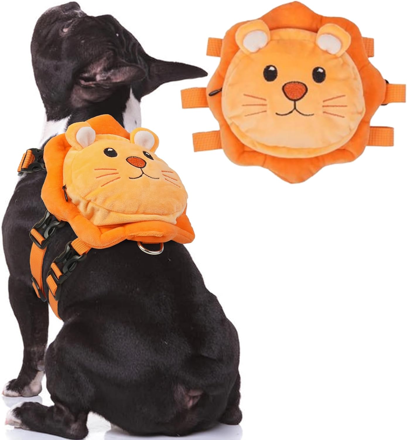 Adjustable Dog Backpack Harness – Cute Lion Design for Travel & Hiking Adjustable Dog Backpack Harness – Cute Lion Design for Travel & Hiking