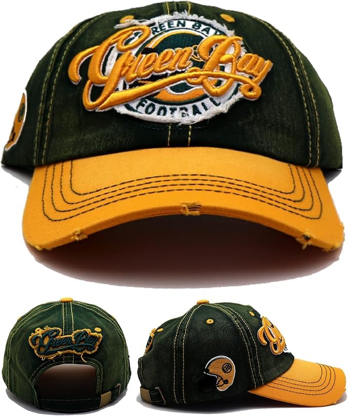 Lista de Gorra Green Bay favoritos de las personas. 41 Green Bay - Gorra clásico con cabeza de queso verde y dorado
