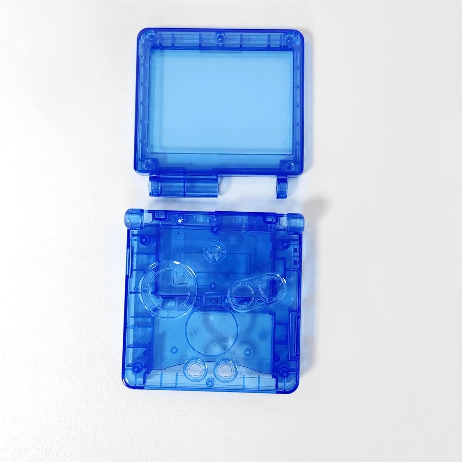 Hzxkqmil Replacement Full Shell Housing Case for Game Boy Advance SP GBA SP Console, High Quality Transparent Cover with Buttons Screws Kit + Screwdrivers Repair Parts (Clear Blue)