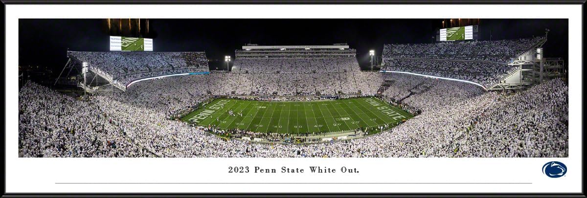 2023 Penn State White Out vs Iowa - 40.25x13.75-inch Standard Framed Print by Blakeway Panoramas